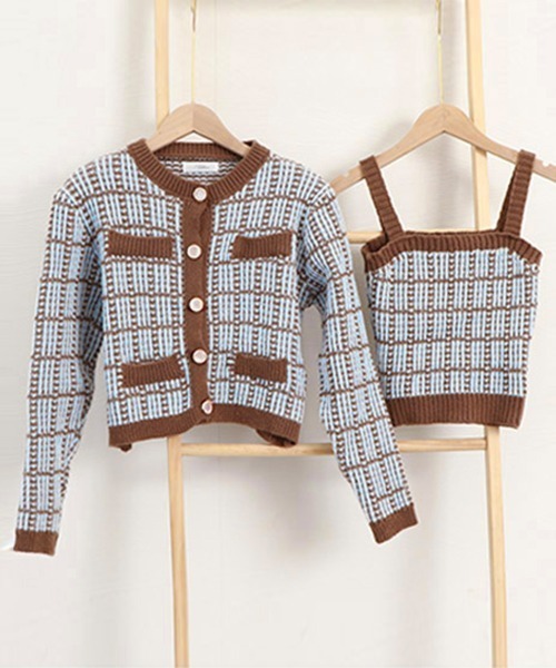 Miniministore(ミニミニストア)の「ニットカーディガンキャミソール2点セット(ニット/セーター・レディース・ホワイト/ブルー/ピンク/ブラック・フリー)」の7枚目の写真