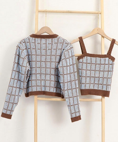 Miniministore(ミニミニストア)の「ニットカーディガンキャミソール2点セット(ニット/セーター・レディース・ホワイト/ブルー/ピンク/ブラック・フリー)」の8枚目の写真