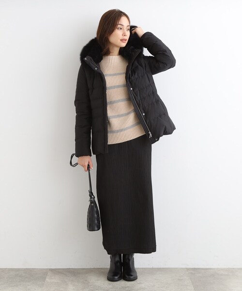 INDIVI（インディヴィ）の「◆【トレンド／ウール混】ドロップショルダー ボーダーニット（ニット/セーター・レディース・ホワイト系5/ベージュ系2/ネイビー系2・13/19/38/05/15 ）」の5枚目の写真