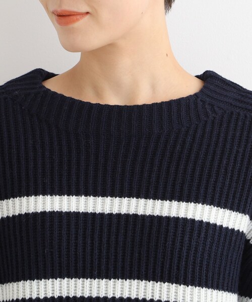 INDIVI（インディヴィ）の「◆【トレンド／ウール混】ドロップショルダー ボーダーニット（ニット/セーター・レディース・ホワイト系5/ベージュ系2/ネイビー系2・13/19/38/05/15 ）」の11枚目の写真