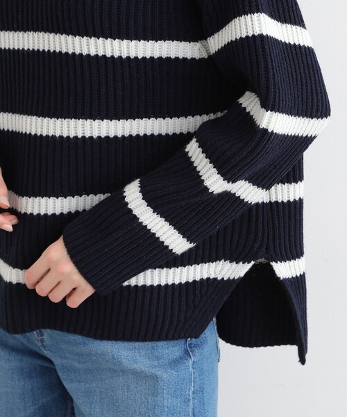 INDIVI（インディヴィ）の「◆【トレンド／ウール混】ドロップショルダー ボーダーニット（ニット/セーター・レディース・ホワイト系5/ベージュ系2/ネイビー系2・13/19/38/05/15 ）」の12枚目の写真