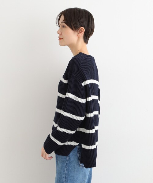 INDIVI（インディヴィ）の「◆【トレンド／ウール混】ドロップショルダー ボーダーニット（ニット/セーター・レディース・ホワイト系5/ベージュ系2/ネイビー系2・13/19/38/05/15 ）」の14枚目の写真