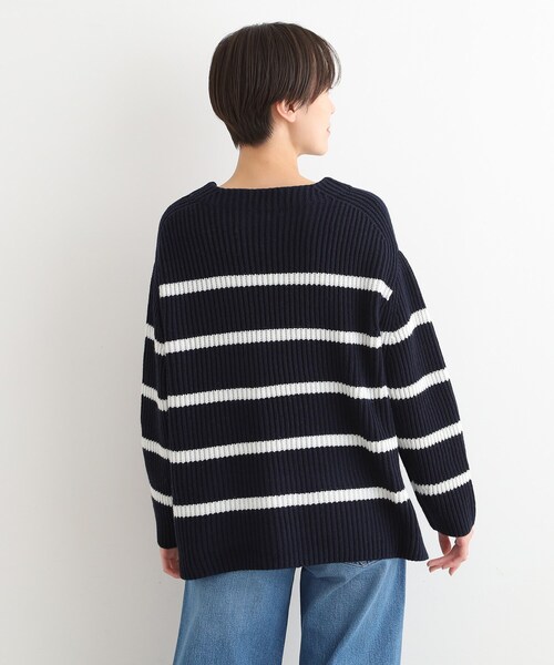 INDIVI（インディヴィ）の「◆【トレンド／ウール混】ドロップショルダー ボーダーニット（ニット/セーター・レディース・ホワイト系5/ベージュ系2/ネイビー系2・13/19/38/05/15 ）」の15枚目の写真