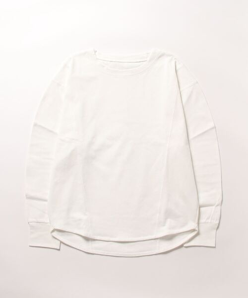 STYLEBLOCK(スタイルブロック)の「天竺ラウンドシルエットトップス(Tシャツ/カットソー・レディース・チャコールグレー/ライトベージュ/ホワイト・M)」の2枚目の写真