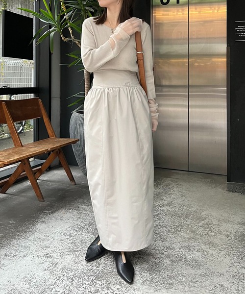 CAPRICIEUX LE'MAGE(カプリシューレマージュ)の「ハイウエストコクーンスカート(スカート・レディース・ブラック/ベージュ・36/38)」の7枚目の写真