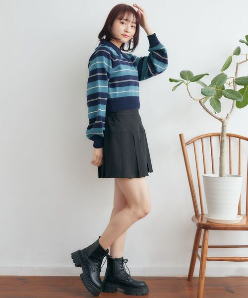 RETRO GIRL(レトロガール)の「ボックスプリーツミニSK(スカート・レディース・ブラック/ライトベージュ/ライトグレー・FREE)」の18枚目の写真