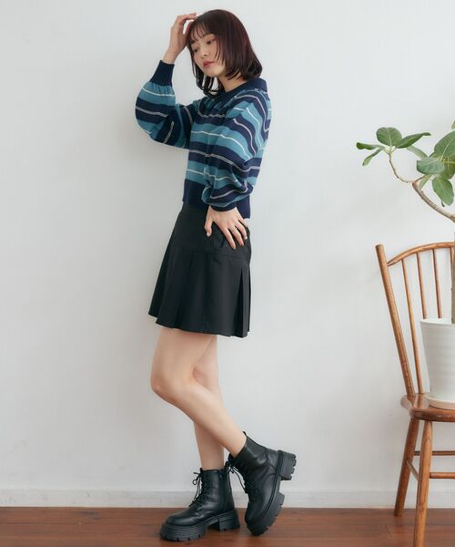 RETRO GIRL(レトロガール)の「ボックスプリーツミニSK(スカート・レディース・ブラック/ライトベージュ/ライトグレー・FREE)」の17枚目の写真