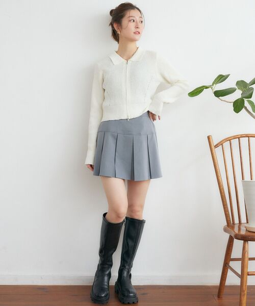 RETRO GIRL(レトロガール)の「ボックスプリーツミニSK(スカート・レディース・ブラック/ライトベージュ/ライトグレー・FREE)」の9枚目の写真