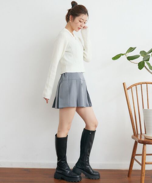 RETRO GIRL(レトロガール)の「ボックスプリーツミニSK(スカート・レディース・ブラック/ライトベージュ/ライトグレー・FREE)」の11枚目の写真