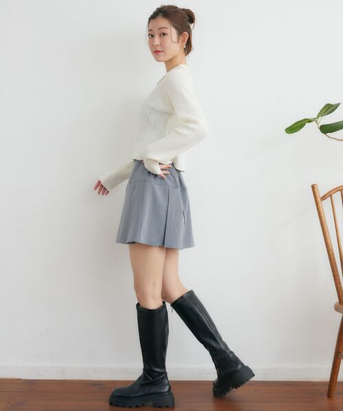 RETRO GIRL(レトロガール)の「ボックスプリーツミニSK(スカート・レディース・ブラック/ライトベージュ/ライトグレー・FREE)」の10枚目の写真