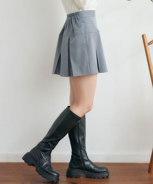 RETRO GIRL(レトロガール)の「ボックスプリーツミニSK(スカート・レディース・ブラック/ライトベージュ/ライトグレー・FREE)」の7枚目の写真