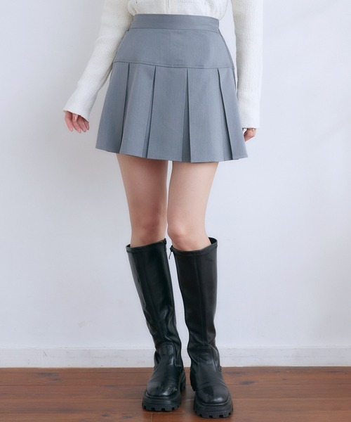 RETRO GIRL(レトロガール)の「ボックスプリーツミニSK(スカート・レディース・ブラック/ライトベージュ/ライトグレー・FREE)」の1枚目の写真