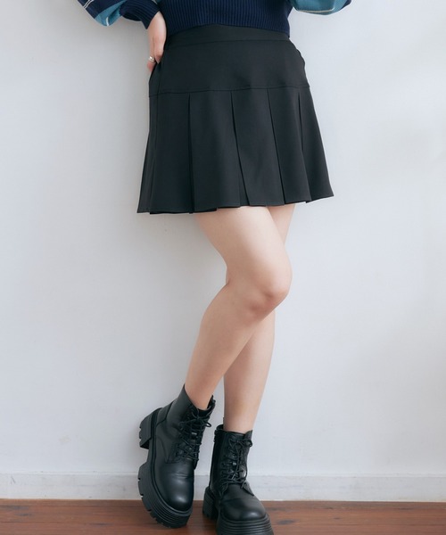 RETRO GIRL(レトロガール)の「ボックスプリーツミニSK(スカート・レディース・ブラック/ライトベージュ/ライトグレー・FREE)」の2枚目の写真
