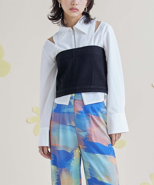 miette（ミエット）の「デニムベアビスチェ（チューブトップ・レディース・ブラック/グレー/ブルー系その他・FREE）」の4枚目の写真