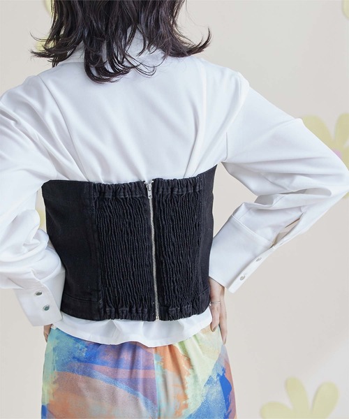 miette（ミエット）の「デニムベアビスチェ（チューブトップ・レディース・ブラック/グレー/ブルー系その他・FREE）」の6枚目の写真