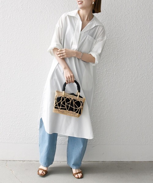 セール】SHIPS any:〈洗濯機可能〉REPREVE オープンカラー サック