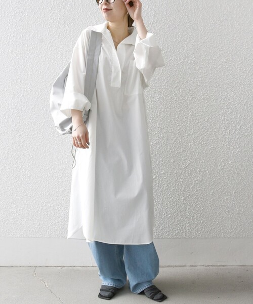 セール】SHIPS any:〈洗濯機可能〉REPREVE オープンカラー サック