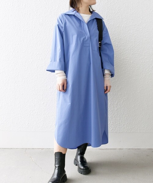 Nissy ブランド naptime コーデュロイシャツワンピースBLUE