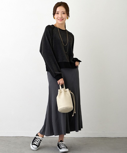 NICOLE white（ニコルホワイト）の「ラメ接結ラグランプルオーバー（Tシャツ/カットソー・レディース・ブラック/グレー・FREE）」の6枚目の写真