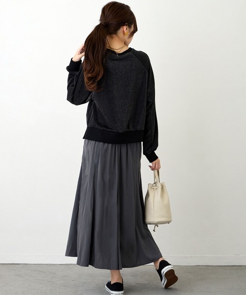 NICOLE white（ニコルホワイト）の「ラメ接結ラグランプルオーバー（Tシャツ/カットソー・レディース・ブラック/グレー・FREE）」の7枚目の写真