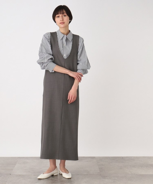 THE SHOP TK (ザ ショップ ティーケー )の「◆バッククロスジャンスカ/洗濯機OK(ワンピース・レディース・チャコールグレー/グレー/ベージュ・12/13)」の14枚目の写真