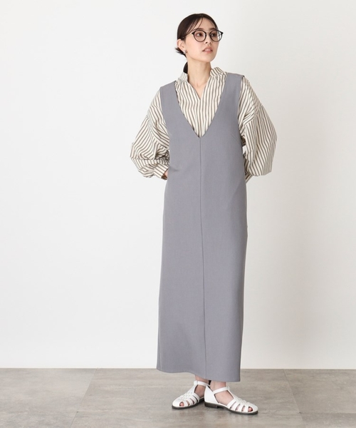 THE SHOP TK (ザ ショップ ティーケー )の「◆バッククロスジャンスカ/洗濯機OK(ワンピース・レディース・チャコールグレー/グレー/ベージュ・12/13)」の9枚目の写真