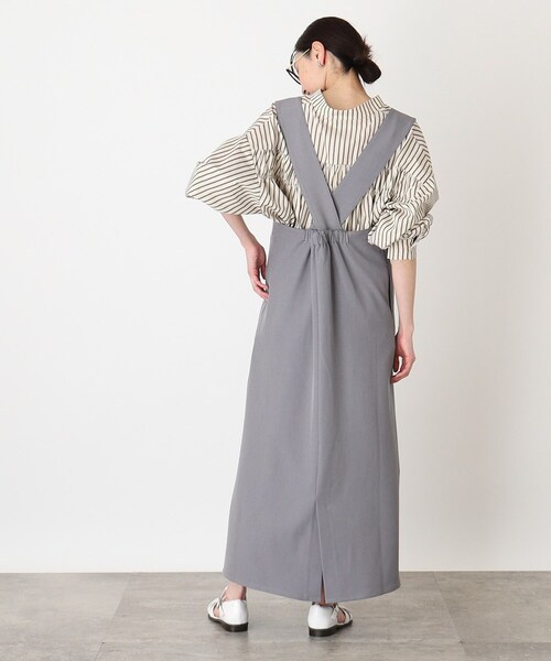 THE SHOP TK (ザ ショップ ティーケー )の「◆バッククロスジャンスカ/洗濯機OK(ワンピース・レディース・チャコールグレー/グレー/ベージュ・12/13)」の5枚目の写真