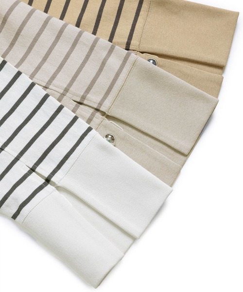 ADAM ET ROPE'（アダムエロペ）の「【サステナブル・WEB限定・洗える】バスクボーダーコンビロンTEE（Tシャツ/カットソー・レディース・ライトグレー/ホワイト系その他/ベージュ系その他・FREE）」の16枚目の写真