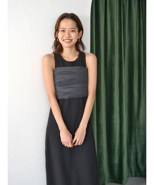 Ungrid（アングリッド）の「チュールビスチェ（キャミソール・レディース・チャコールグレー/ベージュ・FREE）」の2枚目の写真