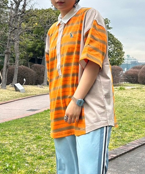 DOUBLE NAME（ダブルネーム）の「【m:rex】ミニ恐竜ワッペン ラガーＴＥＥ/ユニセックス（Tシャツ/カットソー・レディース・オレンジ/グリーン/オフホワイト・FREE）」の8枚目の写真