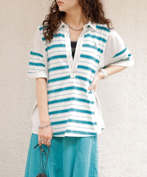 DOUBLE NAME（ダブルネーム）の「【m:rex】ミニ恐竜ワッペン ラガーＴＥＥ/ユニセックス（Tシャツ/カットソー・レディース・オレンジ/グリーン/オフホワイト・FREE）」の13枚目の写真