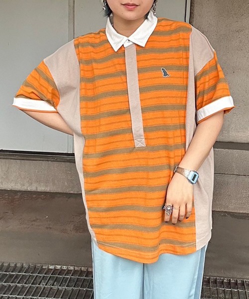 DOUBLE NAME（ダブルネーム）の「【m:rex】ミニ恐竜ワッペン ラガーＴＥＥ/ユニセックス（Tシャツ/カットソー・レディース・オレンジ/グリーン/オフホワイト・FREE）」の21枚目の写真