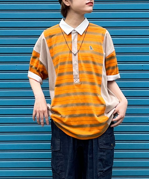 DOUBLE NAME（ダブルネーム）の「【m:rex】ミニ恐竜ワッペン ラガーＴＥＥ/ユニセックス（Tシャツ/カットソー・レディース・オレンジ/グリーン/オフホワイト・FREE）」の20枚目の写真