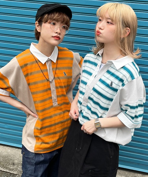 DOUBLE NAME（ダブルネーム）の「【m:rex】ミニ恐竜ワッペン ラガーＴＥＥ/ユニセックス（Tシャツ/カットソー・レディース・オレンジ/グリーン/オフホワイト・FREE）」の18枚目の写真