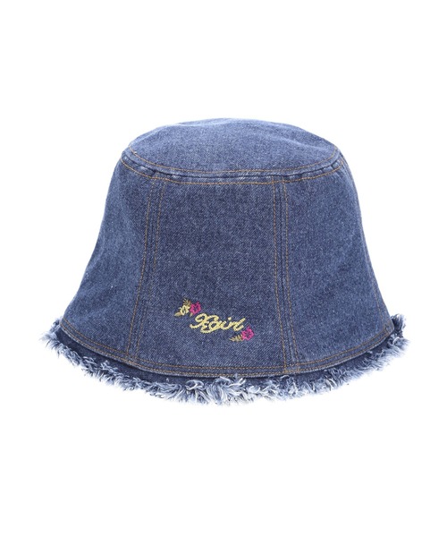 X-girl（エックスガール）の「RETRO DENIM BUCKET HAT（ハット・レディース・インディゴブルー・ONE SIZE）」の3枚目の写真