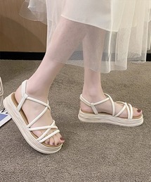 厚底サンダル ストラップ 美脚 韓国 夏