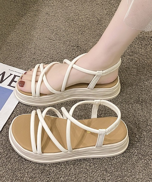 Miniministore(ミニミニストア)の「厚底サンダル ストラップ 美脚 韓国 夏(サンダル・レディース・ブラック/アイボリー・22.5cm/23.5cm/24.0cm/24.5cm/25.0cm/23.0cm)」の6枚目の写真