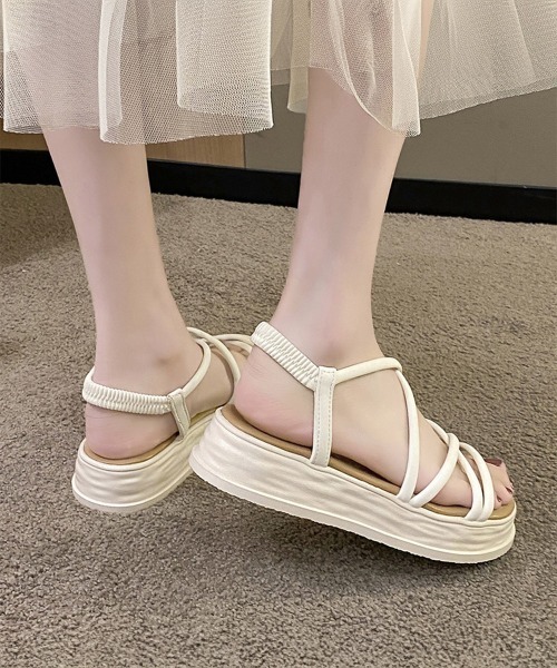 Miniministore(ミニミニストア)の「厚底サンダル ストラップ 美脚 韓国 夏(サンダル・レディース・ブラック/アイボリー・22.5cm/23.5cm/24.0cm/24.5cm/25.0cm/23.0cm)」の8枚目の写真