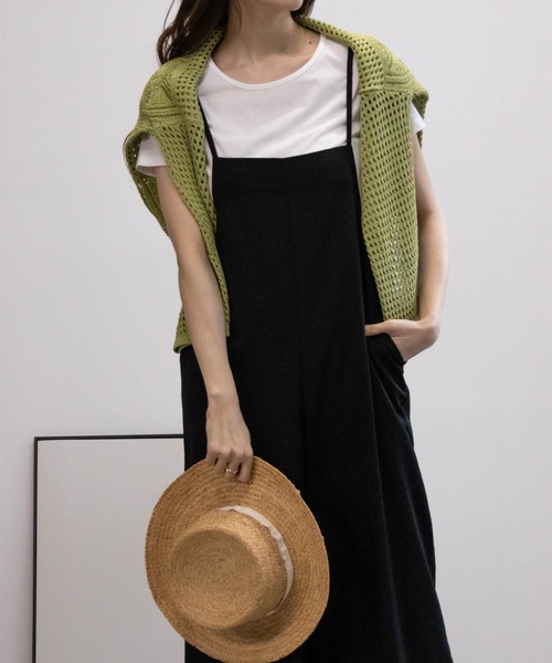 NAVY（ネイビー）の「NAVY 麻ライクサロペット＋半袖Tシャツセット アンサブル（サロペット/オーバーオール・レディース・ブラック/ミント/モカ・M/L/XL/S）」の13枚目の写真