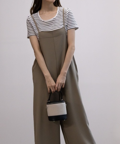 NAVY（ネイビー）の「NAVY 麻ライクサロペット＋半袖Tシャツセット アンサブル（サロペット/オーバーオール・レディース・ブラック/ミント/モカ・M/L/XL/S）」の15枚目の写真