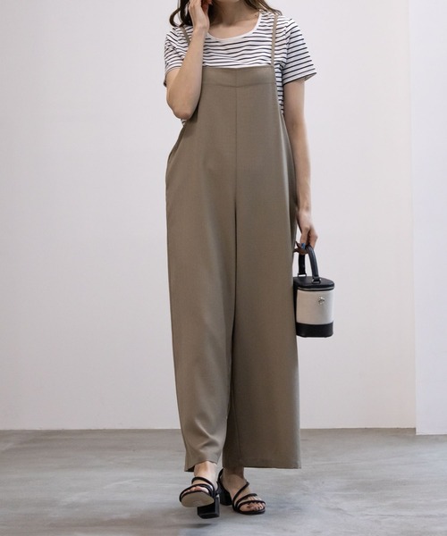 NAVY（ネイビー）の「NAVY 麻ライクサロペット＋半袖Tシャツセット アンサブル（サロペット/オーバーオール・レディース・ブラック/ミント/モカ・M/L/XL/S）」の16枚目の写真