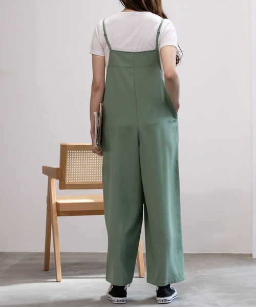 NAVY（ネイビー）の「NAVY 麻ライクサロペット＋半袖Tシャツセット アンサブル（サロペット/オーバーオール・レディース・ブラック/ミント/モカ・M/L/XL/S）」の19枚目の写真