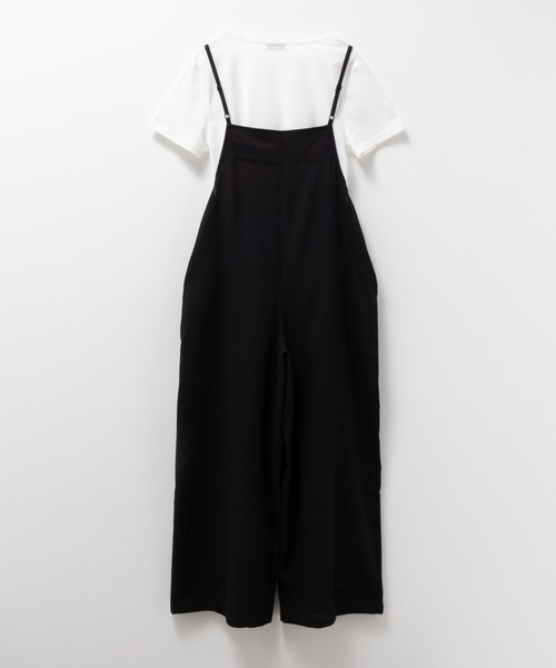 NAVY（ネイビー）の「NAVY 麻ライクサロペット＋半袖Tシャツセット アンサブル（サロペット/オーバーオール・レディース・ブラック/ミント/モカ・M/L/XL/S）」の8枚目の写真