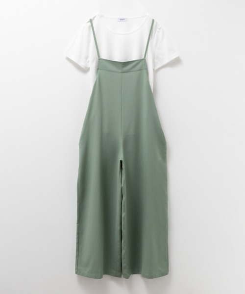 NAVY（ネイビー）の「NAVY 麻ライクサロペット＋半袖Tシャツセット アンサブル（サロペット/オーバーオール・レディース・ブラック/ミント/モカ・M/L/XL/S）」の11枚目の写真