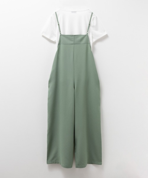 NAVY（ネイビー）の「NAVY 麻ライクサロペット＋半袖Tシャツセット アンサブル（サロペット/オーバーオール・レディース・ブラック/ミント/モカ・M/L/XL/S）」の12枚目の写真