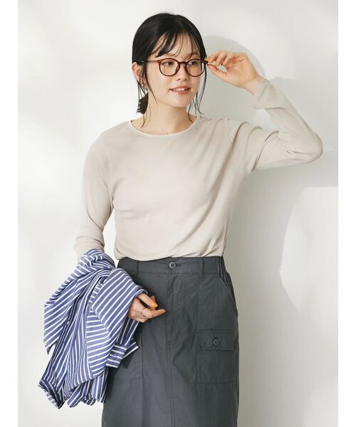 CRAFT STANDARD BOUTIQUE（クラフトスタンダードブティック）の「フリルテープリブカットプルオーバー（Tシャツ/カットソー・レディース・オフホワイト/ブラック/ベージュ・FREE）」の22枚目の写真