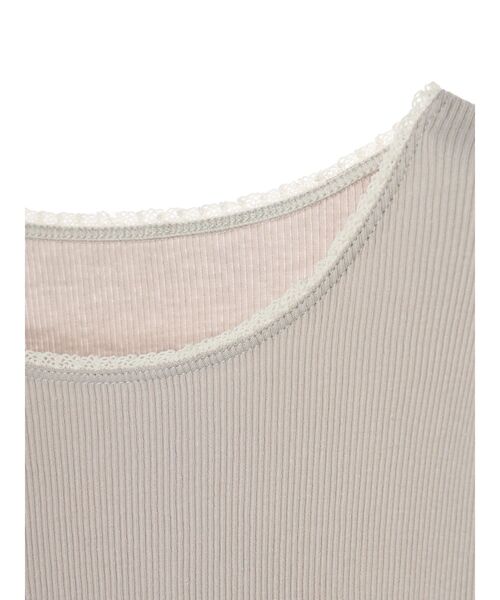 CRAFT STANDARD BOUTIQUE（クラフトスタンダードブティック）の「フリルテープリブカットプルオーバー（Tシャツ/カットソー・レディース・オフホワイト/ブラック/ベージュ・FREE）」の11枚目の写真