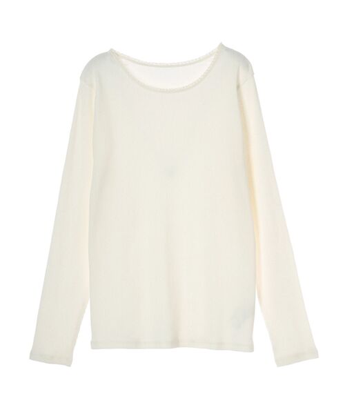 CRAFT STANDARD BOUTIQUE（クラフトスタンダードブティック）の「フリルテープリブカットプルオーバー（Tシャツ/カットソー・レディース・オフホワイト/ブラック/ベージュ・FREE）」の15枚目の写真