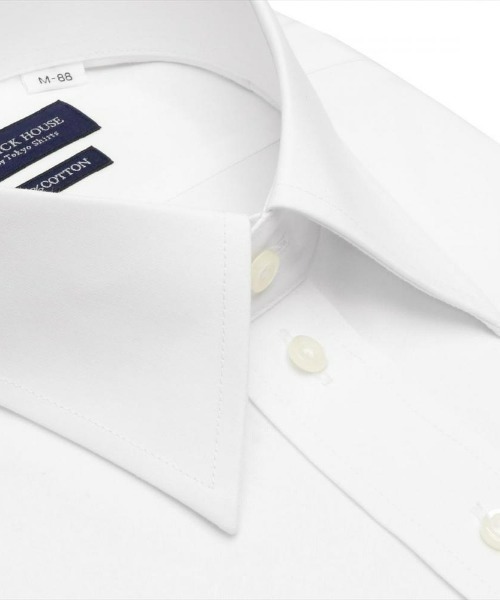 TOKYO SHIRTS(トウキョウシャツ)の「透け防止 形態安定ノーアイロン レギュラー 長袖ビジネスワイシャツ 白無地(大きいサイズ・長いサイズ)(ビジネスシャツ・メンズ・ホワイト・首回り39cm-裄丈88cm/首回り42cm-裄丈90cm/首回り45cm-裄丈82cm/首回り45cm-裄丈86cm/首回り45cm-裄丈90cm/首回り47cm-裄丈86cm/首回り47cm-裄丈90cm/首回り43cm-裄丈90cm)」の2枚目の写真