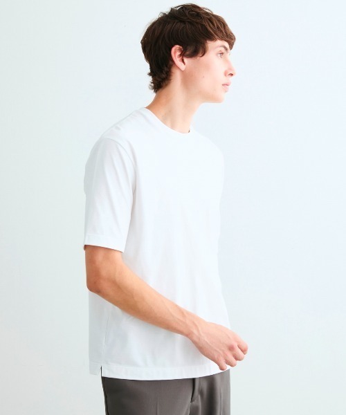 three dots(スリードッツ)の「パウダリーコットン クルーネックTシャツ(Tシャツ/カットソー・メンズ・ホワイト/ネイビー/ブラック/ダークネイビー/ベージュ系その他/グリーン系その他・SMALL/MEDIUM/LARGE/X-LARGE)」の7枚目の写真